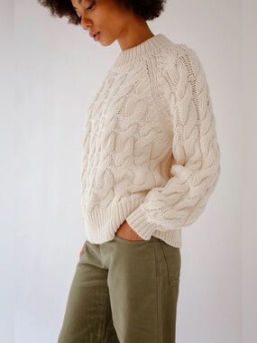 Sister Katie Julia Cable Knit Sweater in Natural Similar to Babaa, Misha & Puff